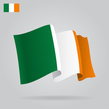 Flat and waving Irish Flag. Vector