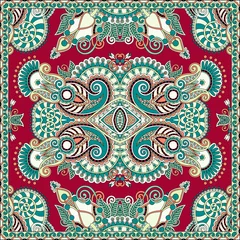 Deurstickers Traditional ornamental floral paisley bandanna © Kara-Kotsya