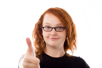 model isolated positive attitude thumbs up