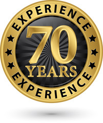 70 years experience gold label, vector illustration