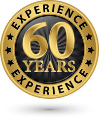60 years experience gold label, vector illustration