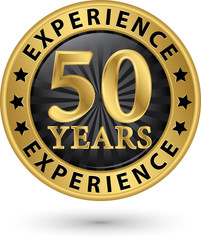 50 years experience gold label, vector illustration