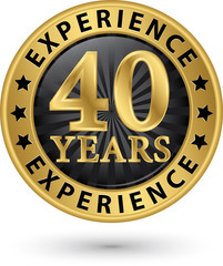 40 years experience gold label, vector illustration