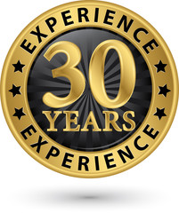 30 years experience gold label, vector illustration