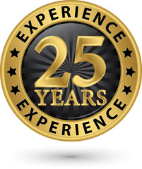 25 years experience gold label, vector illustration
