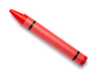 Fototapeta premium Red Crayon Wax Pencil on White Background