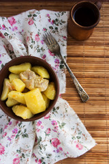 Stewed potatoes with chicken