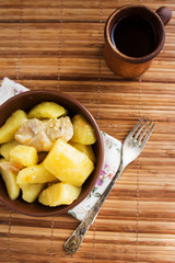 Stewed potatoes with chicken