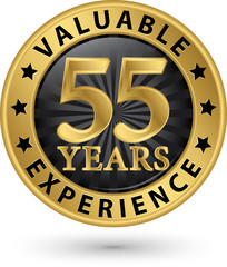 55 years valuable experience gold label, vector illustration