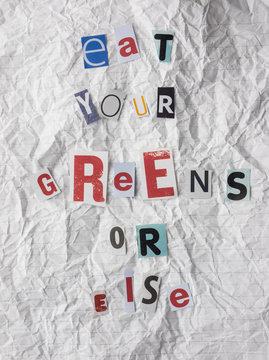 ransom note with dietry warning