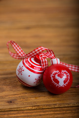 Christmas vintage ornament on wood background