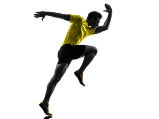 young man sprinter runner running silhouette