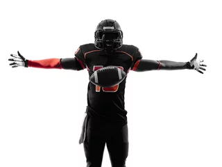 Foto op Plexiglas american football player touchdown celebration silhouette © snaptitude