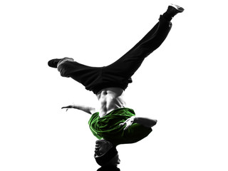 young acrobatic break dancer breakdancing man silhouette