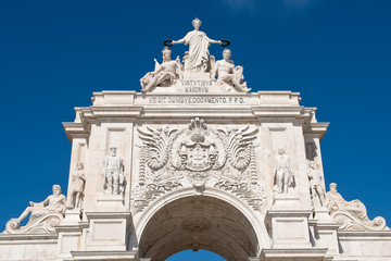 Fototapeta na wymiar Detail of the Triumphal Arch in Lisbon, Portugal