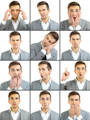 Man's emotion collage