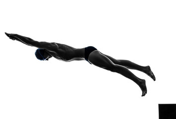 young man swimmer swimming  silhouette