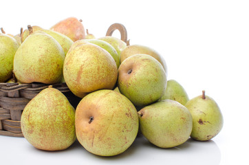 Bunch of pears in a basket