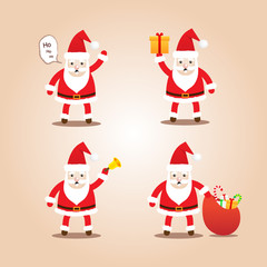 Set of Cute Santa Clauses.Cartoon styles for christmas