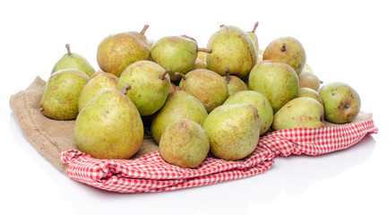 Fototapeta na wymiar Pears on burlap