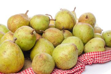 Pears on burlap