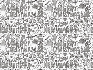 Seamless Doodle Christmas pattern