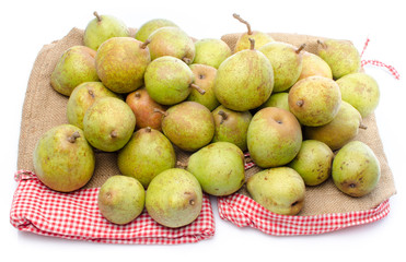 Pears on burlap