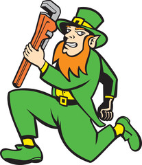 Leprechaun Plumber Wrench Running Retro