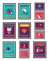 Toy poster flat banner design flat background set, eps10