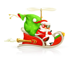 Santa Claus on sledge, vector illustration