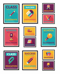 School poster flat banner design flat background set, eps10