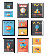 School poster flat banner design flat background set, eps10