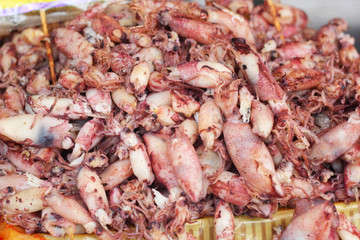 close up in dried squid