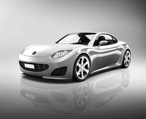 Fototapeta na wymiar 3D Luxury Silver Sports Car