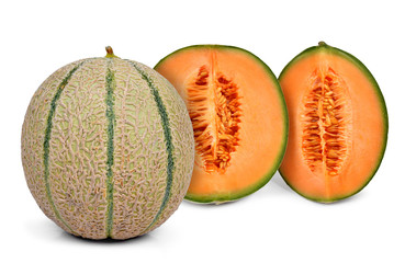 orange cantaloupe melon isolated on white background