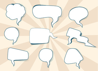 Speech bubbles with dotted halftone shadow