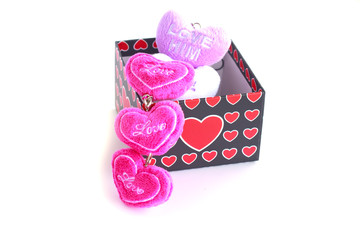 present box  and pink heart - Stock Image