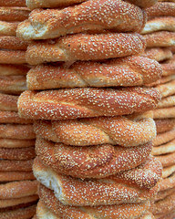 sesame round buns pile