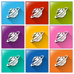 Buttons with planets