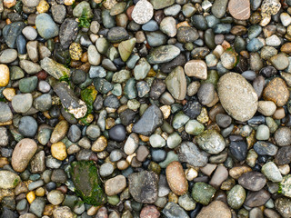 Background of Smooth Stones on the Seashore