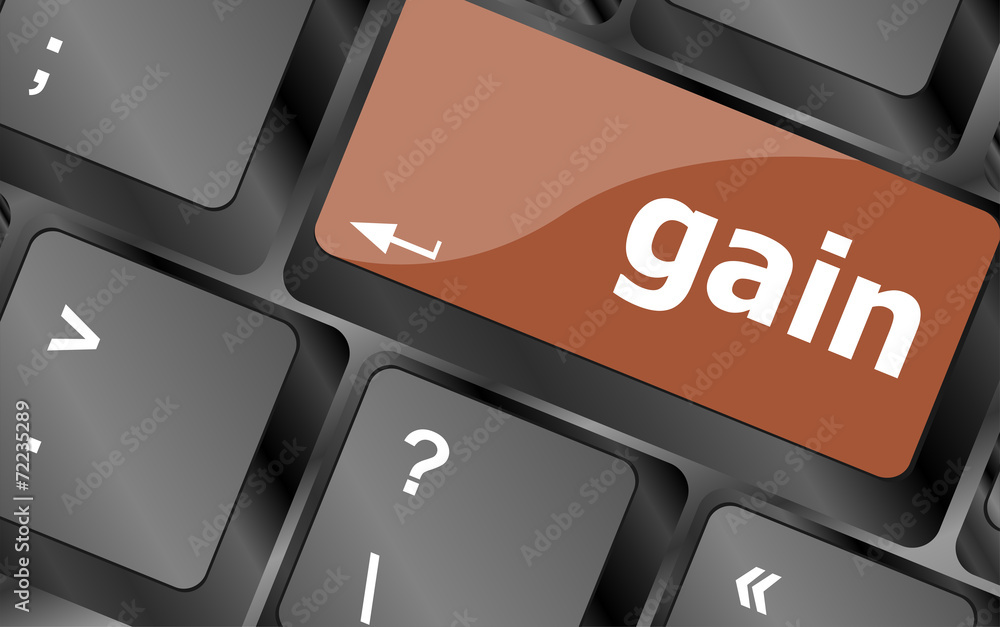 Poster gain word on computer pc keyboard key