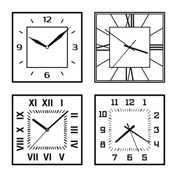 Set of different clock faces. Editable Clock.