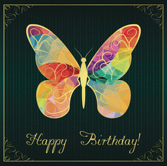 Birthday card with colorful butterfly
