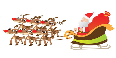 Santa and reindeer on white background