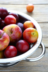 fresh fruit in a metal colander