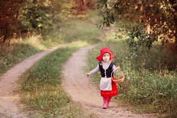 Little Red Riding Hood in the woods