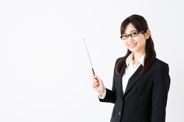 asian businesswoman on white background