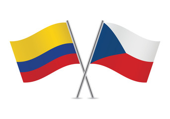 Czech and Colombian flags. Vector illustration.
