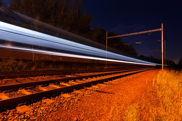 lights moving train