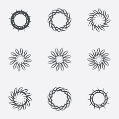 Circle geometric ornaments. Spirographs set.